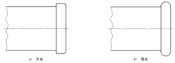 在內螺紋管件外徑的端部，以方邊或圓邊附加的形式